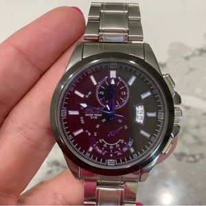 Classic mens wristwatch Stainless Steel large blue black face Bosck watch